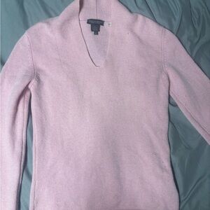 Rebecca Moses 100%  Cashmere Pink V-Neck Sweater